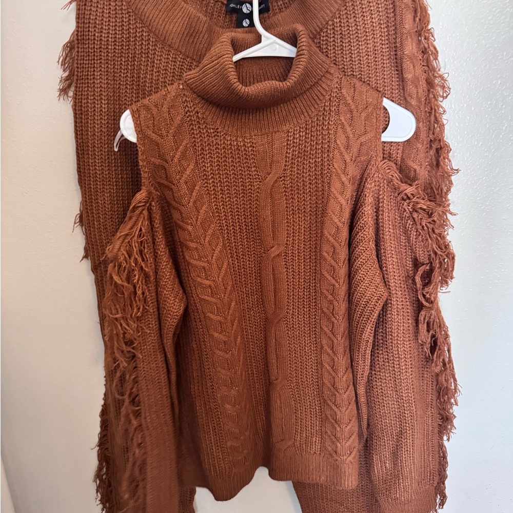 Ashley Stewart Women's Cowl Neck Sweater in Rust